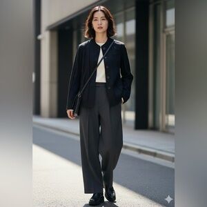 Issey Miyake Pleated Mandarin Collar Light Jacket  Size 2